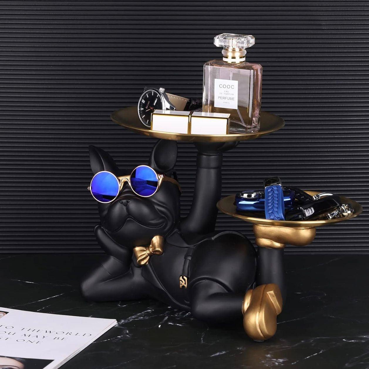 STYLISH FRENCH BULLDOG DOUBLE TRAY HOLDER LYING